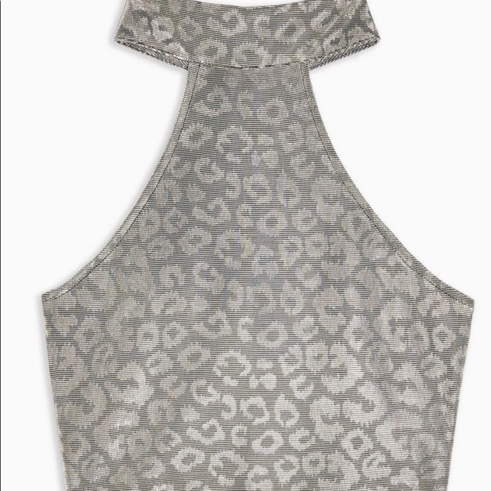 silver cheetah print top. size 6